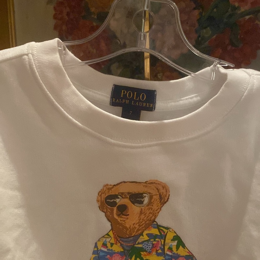 Ralph Lauren Polo Bear Fleece Sweatshirt - Size 7 Kids - Picture 5 of 7